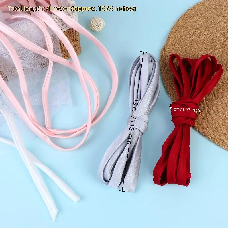 Wedding Dress Back Tie Lacing Band 4M Long Soft Satin Ribbon Strap for Evening Gown Prom Party
