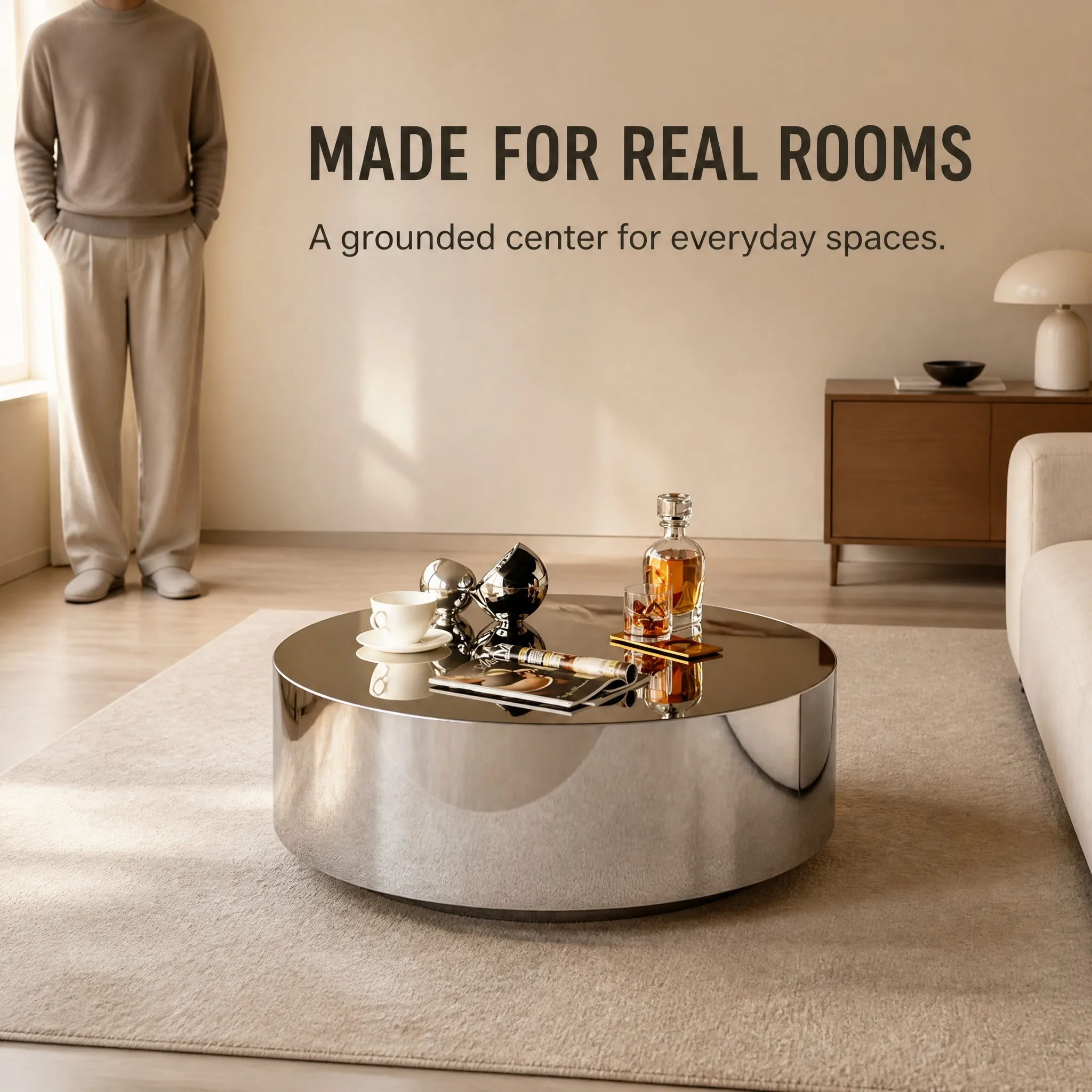 Luxurious Unique Diamond Shape Mirrored Stainless Steel Coffee Table Modern Minimalist Design Eco-Friendly Durable for Furniture