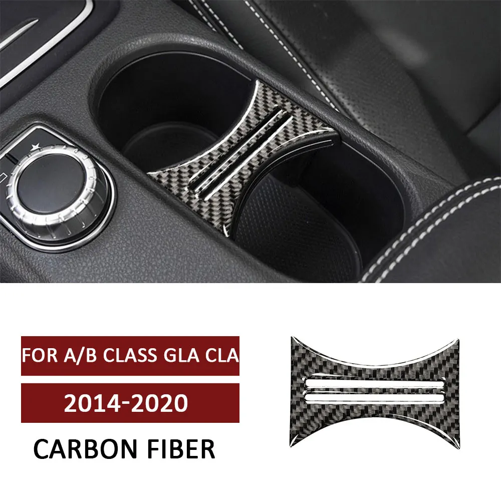 

Carbon Fiber Car Central Control Water Cup Holder Panel Trim Sticker for Mercedes Benz GLA CLA A/B Class 2014-2020 Accessories