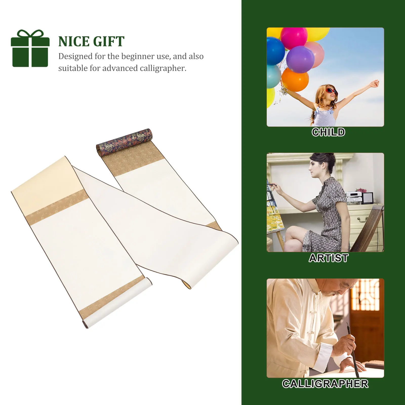 

1 set Traditional Blank Chinese Calligraphy Scroll Paper for Painting Writing Durable Rice Paper Wall Mounting Scroll with
