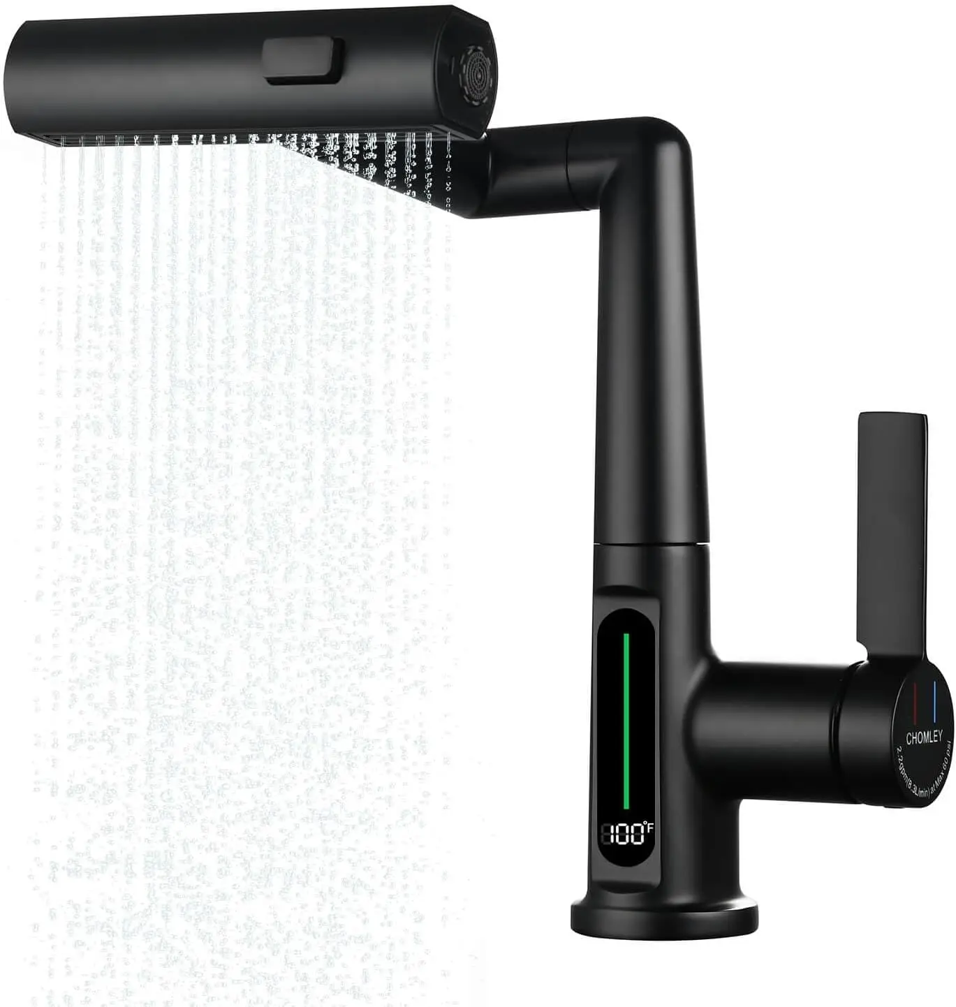 

Bathroom Faucet Single Hole 360° Rotating, Height Adjustable Single Handle Faucet 4 Water Modes,Bar Sink Tap with Temperature Di