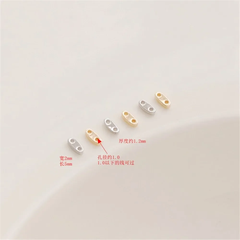 14K Gold-Color Color-retaining White K Double-hole Flat Spacer Beads 2*5mm Spacer Bracelet Necklace DIY Handmade Accessories