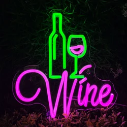 Wine Neon Signs Bar Decor, Luzes LED com USB, Decoração da festa, Clube, Cocktail, Homem Caverna, Café