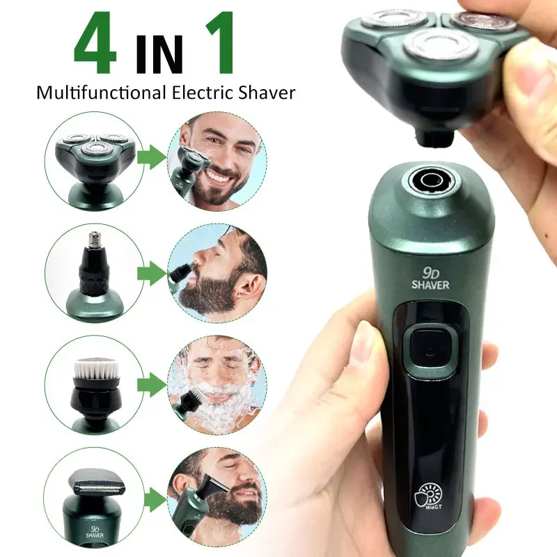 USB Rechargeable Multi-function Electric Shaver LCD Digital Display Three-head Floating Razor Beard Trimmer Hair Cutting Machine