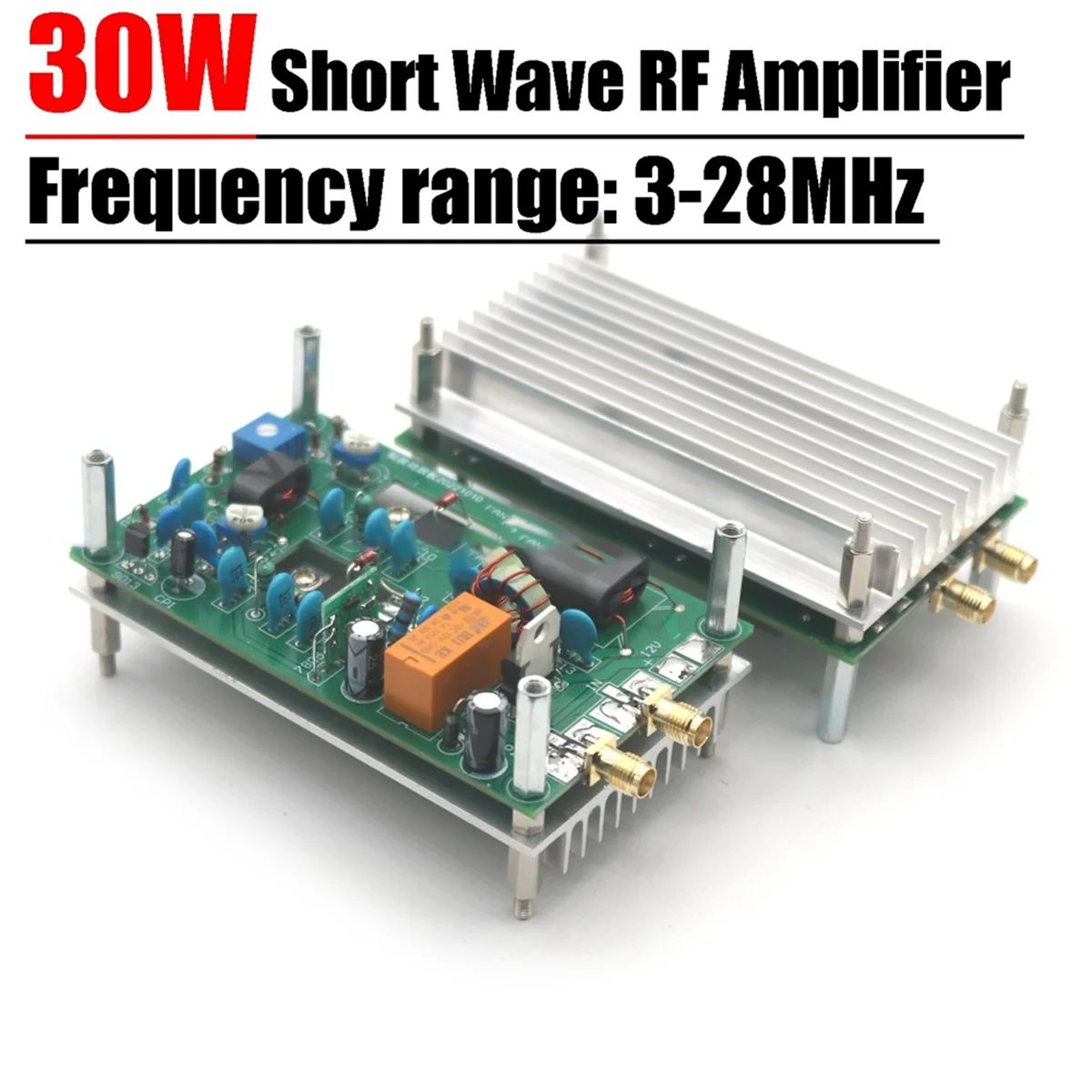 30W ShortWave Amplifier Board 3-28MHz CW SSB Linear RF Power Amplifier HF Radio HAM Short Wave Station 7M 13.56M RFID