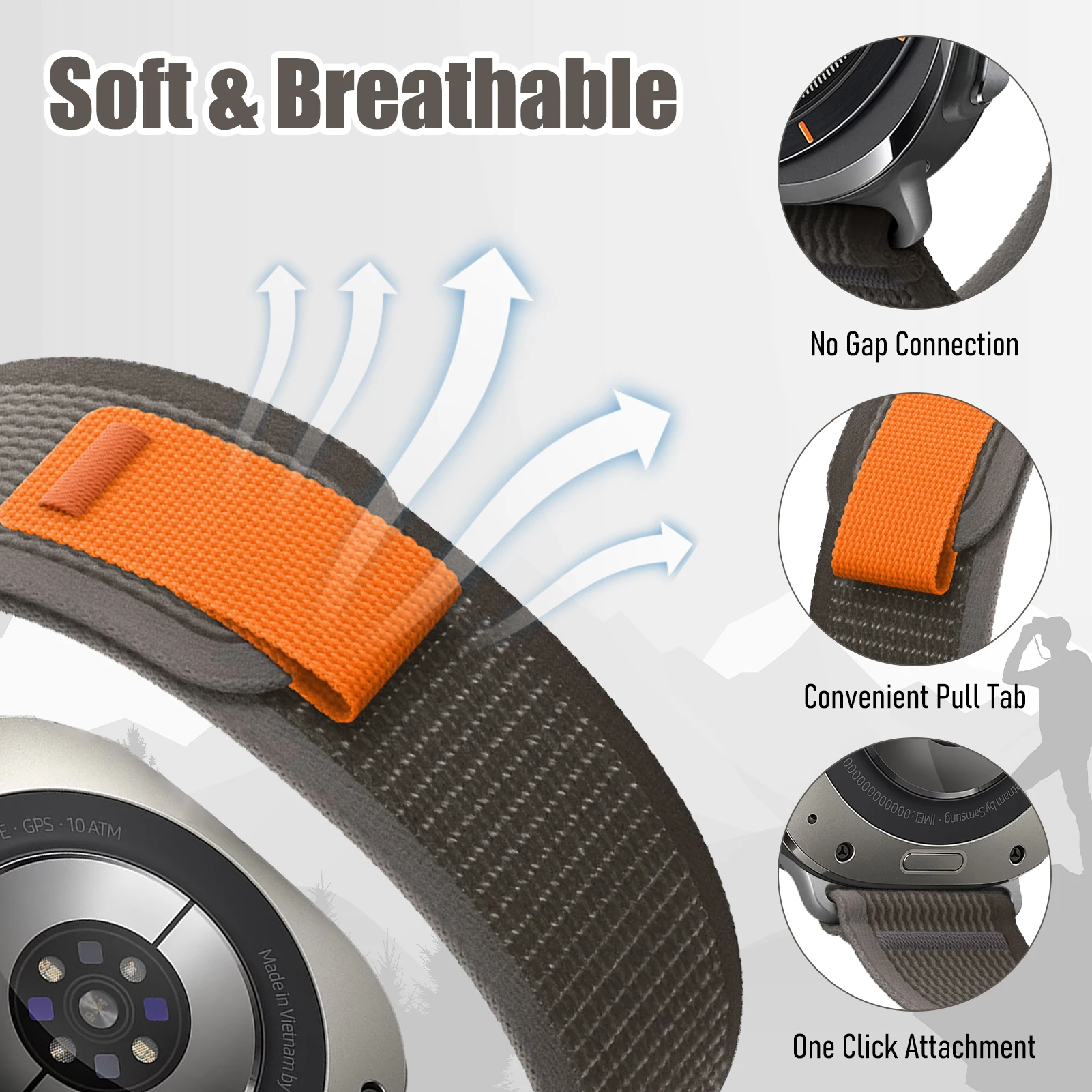 Trail band For Samsung Galaxy Watch 7 Ultra 47mm Accessories Nylon Sport Loop Bracelet correa Galaxy watch ultra Strap 47 mm