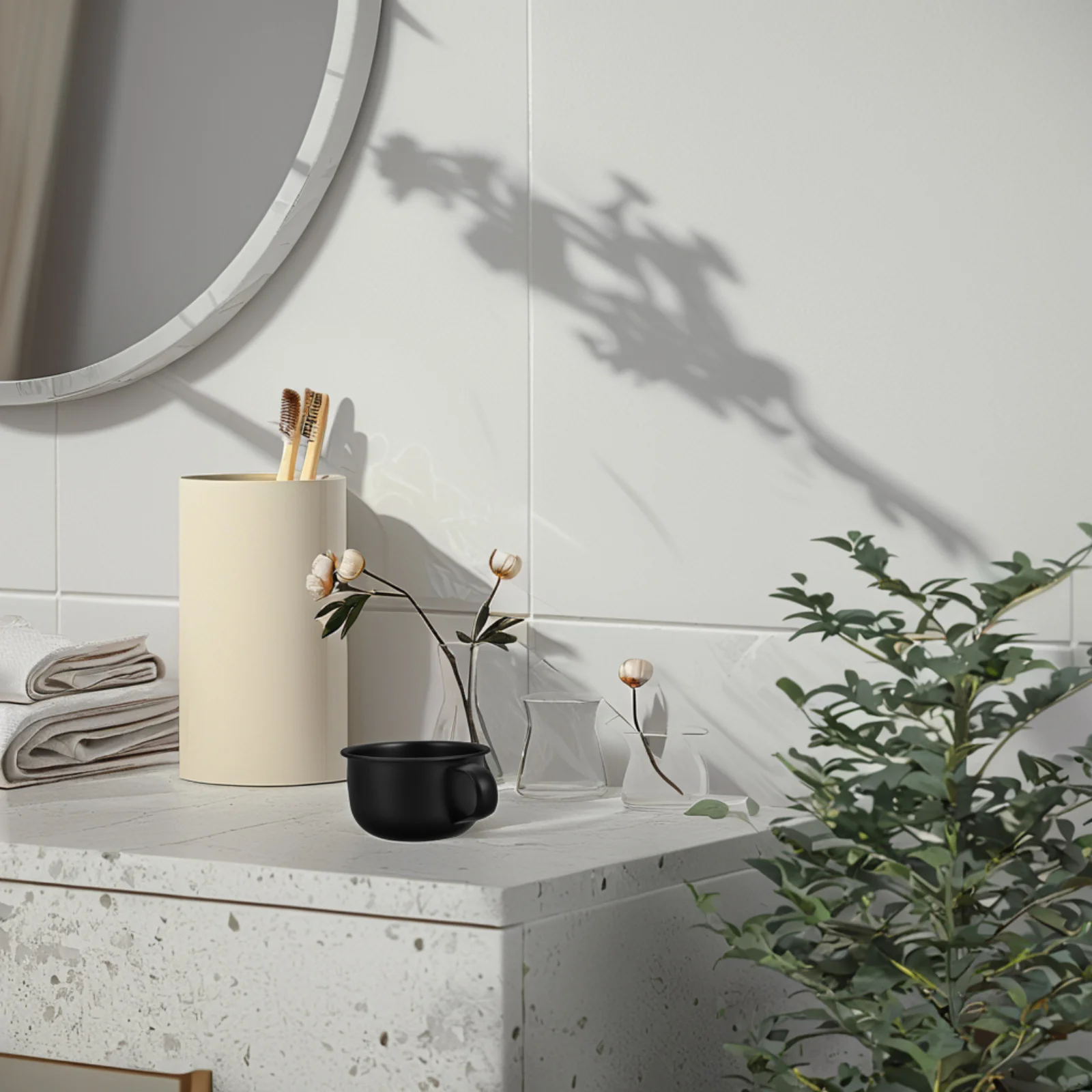 مقبض وعاء صابون الحلاقة المصنوع من خليط معدني، خفيف الوزن، متين، سهل التنظيف، متعدد الوظائف، أداة خلط طين الوجه