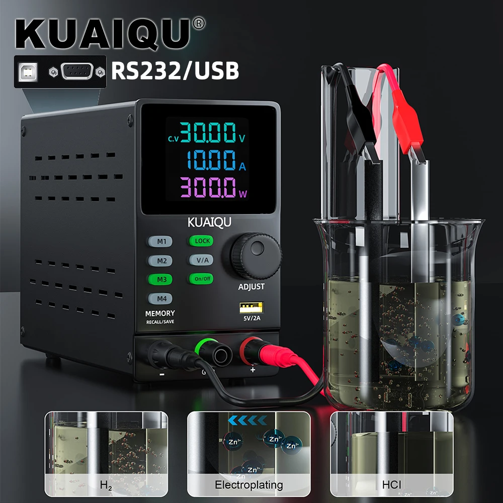 

KUAIQU Programmable DC Lab Power Supply 30V 60V 300V Adjustable Regulated Power Supply ,RS232 Software Connect PC Edit Stored