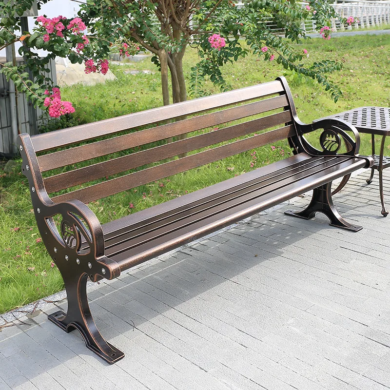 Park Chair Outdoor Bench Cast Aluminum Rest Bench Leisure Three Seat Outdoor Outdoor Community Long Back Seat