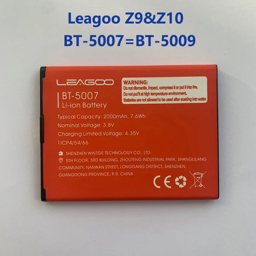 100% Original High Quality Battery 2000mAh For LEAGOO Z9 Z10 BT-5007&BT-5009 Batterie Batteria