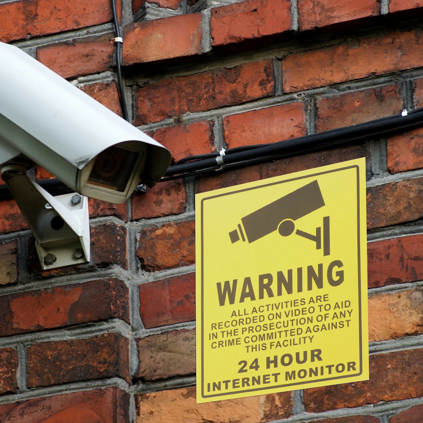 5 Pcs Warning Sticker Sign Security Monitored Stickers 24 Hour Video Surveillance CCTV Camera Decal Employees Only
