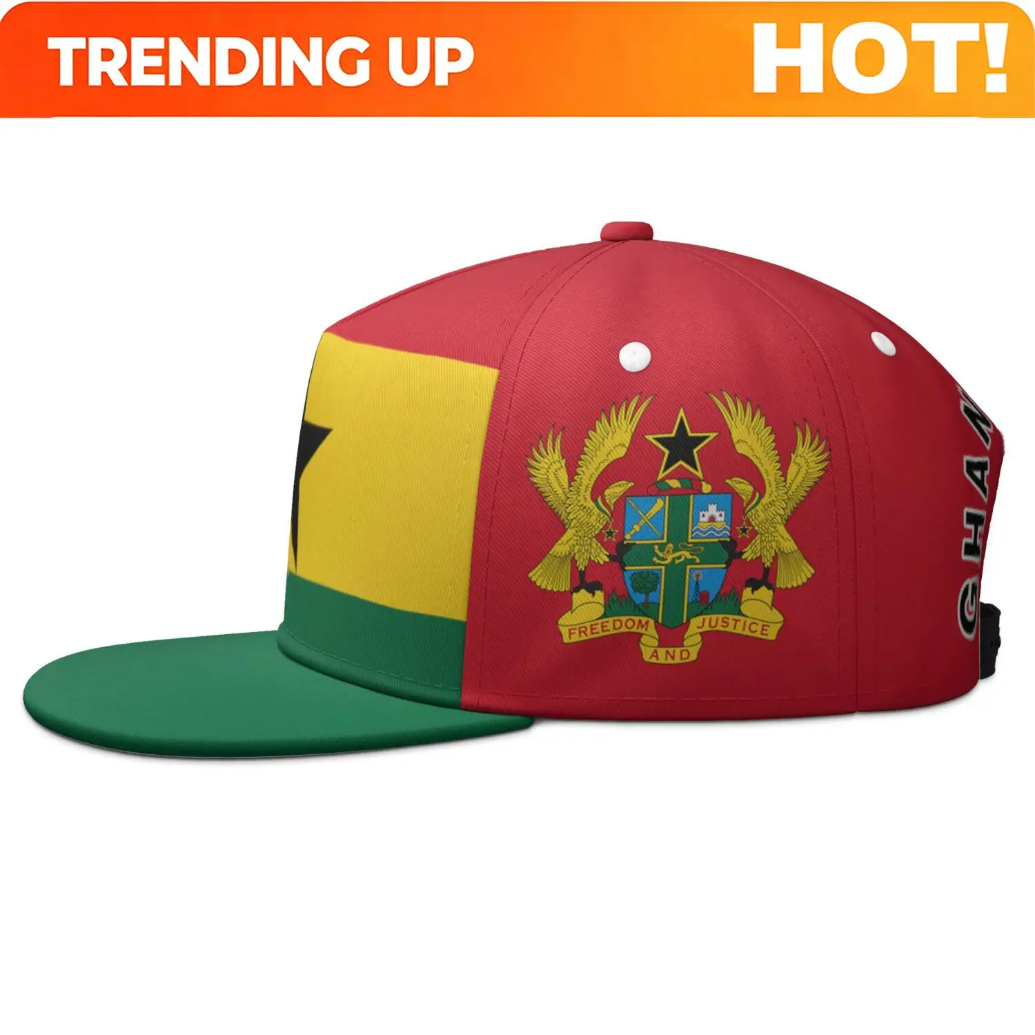 Ghana Flat Brimmed Cap Custom Made Name Team Logo Hip-hop Hat Gha Country Travel Republic Nation Flag Ghanaian Photo Headgear