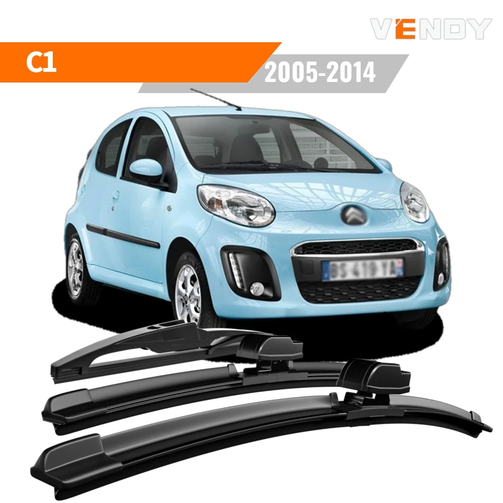 

1set Front & Rear Windshield Wiper Blades Windscreen Wipers For Citroen C1 2005-2014 Rubber Brushes Car Accessories Refills