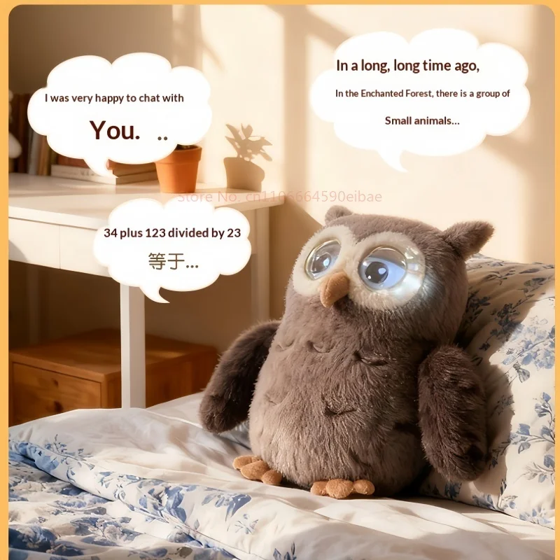 Neue 100 % echte AI Intelligent Toy Overseas Edition Sprachgespräch Eule Double Eyed Emotionen Wifi Interaktion Begleitpuppe