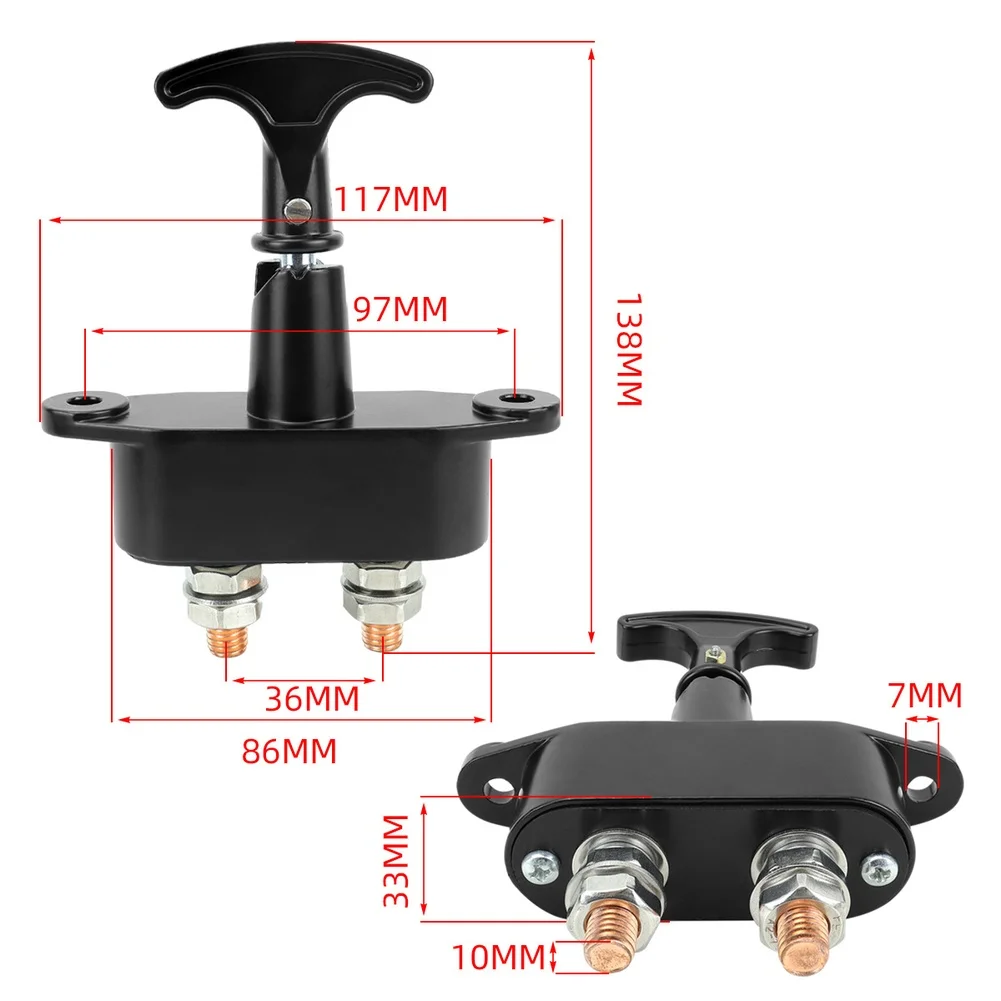 200A Power Cut for m10 Battery Switch 200A Current Capacity for m10 Brass Conductor Flame-retardant Insulation Insulation