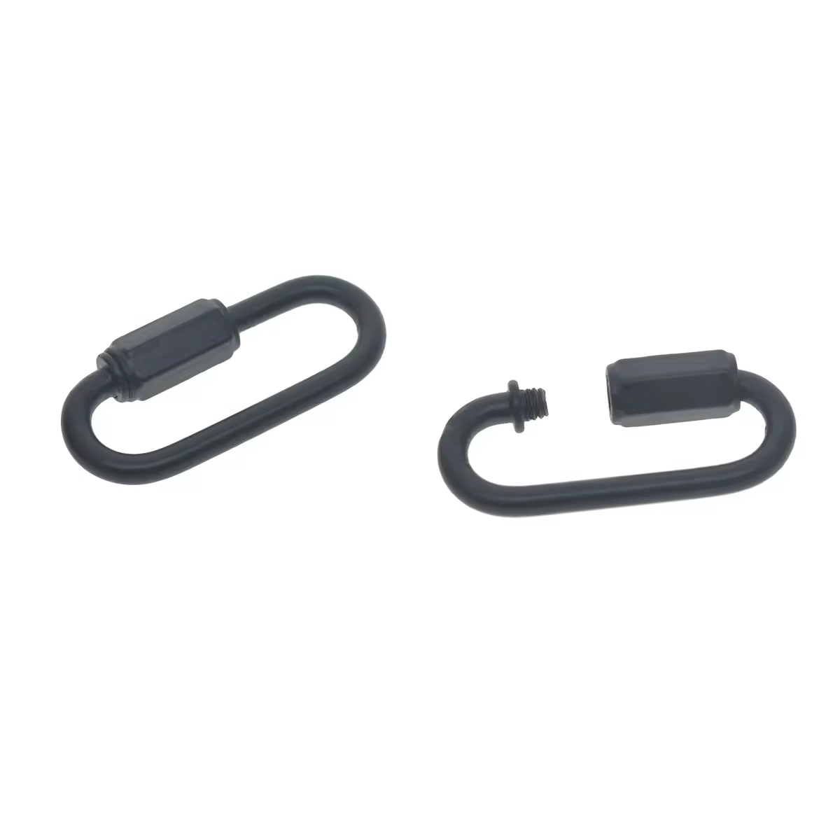 2 uds. De bloqueo de tornillo de seguridad ovalado de acero resistente, color negro mate, conector de enlace rápido, mosquetón, llaveros, gancho EDC DIY