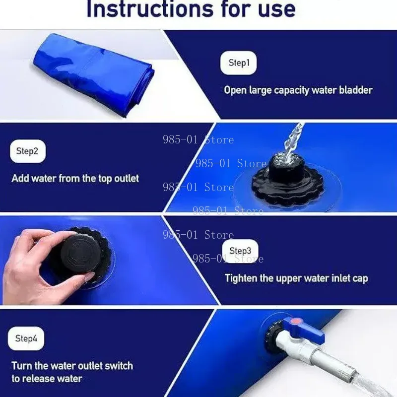 Outdoor Portable PVC Water Storage Bag, Large Capacity Soft Foldable Water Container for Car Use
