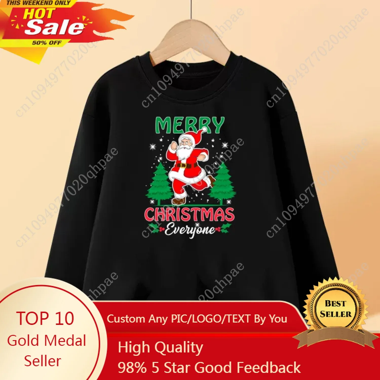 

Boys and Girls Christmas Party T-shirt Santa Claus Dance Shirt Children Long Sleeve Cotton Tops 3-14T