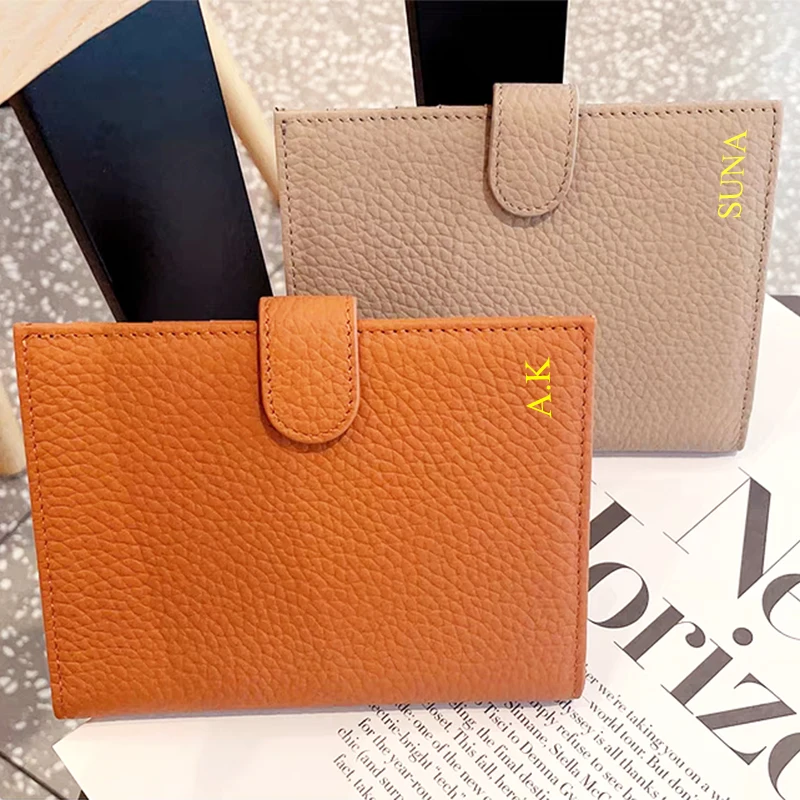 Custom Initials Genuine Leather Passport Holder Luxury Design Business Trip Passport Cover Travel Multi function Card Wallet