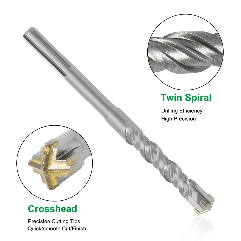 Square Shank Four Flute Masonry Drill Bit Cross Tip Impact Hammer Bit For Concrete Reinforced Cement Brick Drilling Decoration