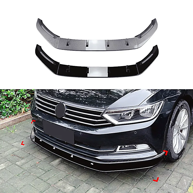 For 2016-2019 Volkswagen Passat B8 3 pcs/Set  Car Front Bumper Lip Chin Spoiler Splitter Diffuser Bodykit Tuning Accessories