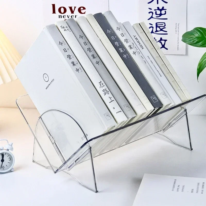 1pc Multifunctional Desktop Book Modern Desktop Bookshelf with VShape Support for Books Magazine CDs and Storage Rack