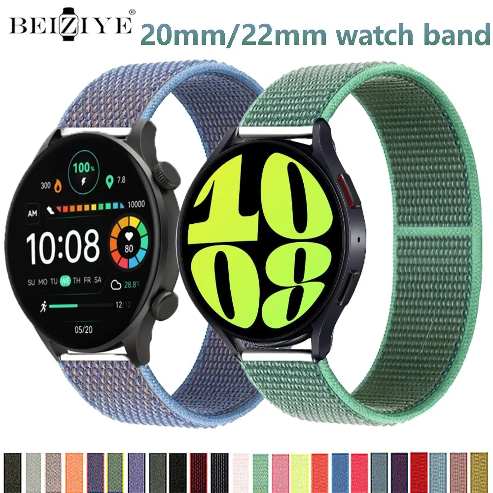 22mm 20mm Nylon Strap for Samsung Galaxy Watch 4 5 6 Classic Active 2 S3 Correa for Amazfit GTR 4 3 2 GTS 4Mini Huawei GT4 3 2e