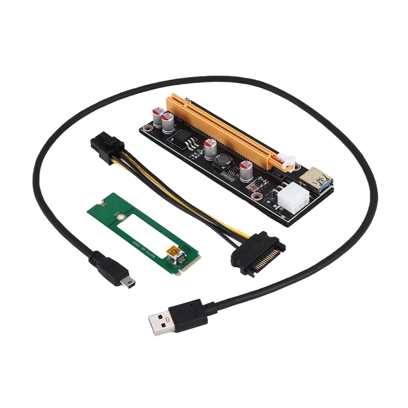 AEF7-NGFF M.2 M Key a USB 3,0 PCI-E Riser Card M2 a USB3.0 PCIE 16X 1X extensor con alimentación para minero de Bitcoin Litecoin