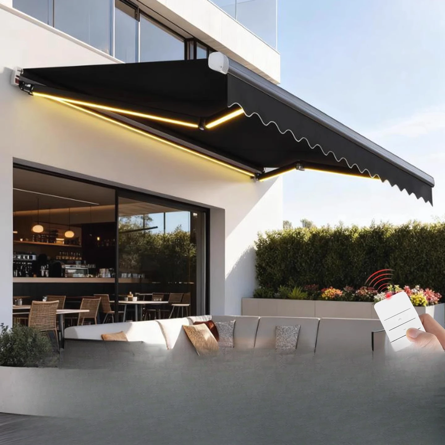 Double main beam wind-resistant thickened electric aluminum alloy awning telescopic canopy car awning door package installation