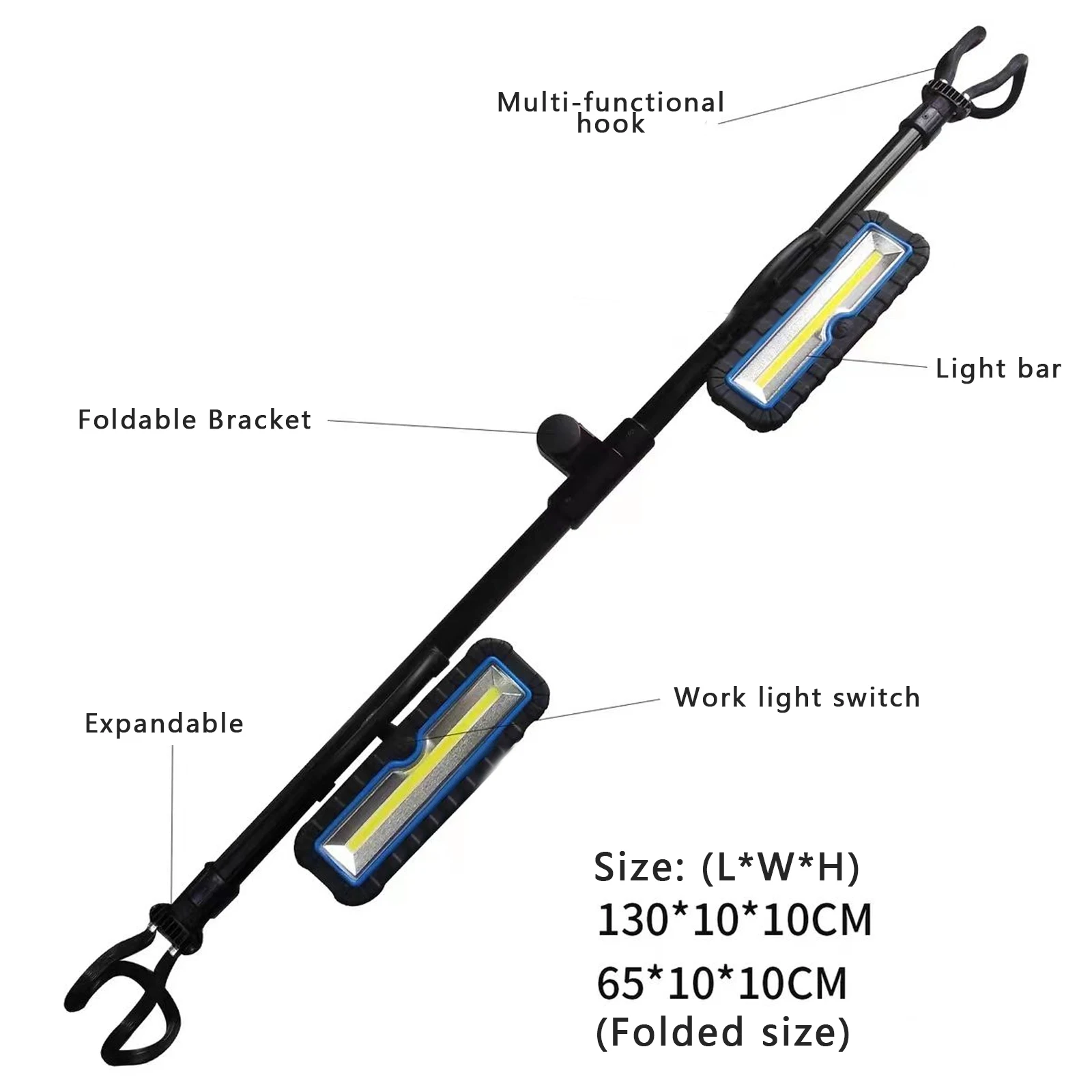Automotive Engine Compartment Access Work Light Rechargeable Retractable Emergency Work Light Auto Repair LED Lighting