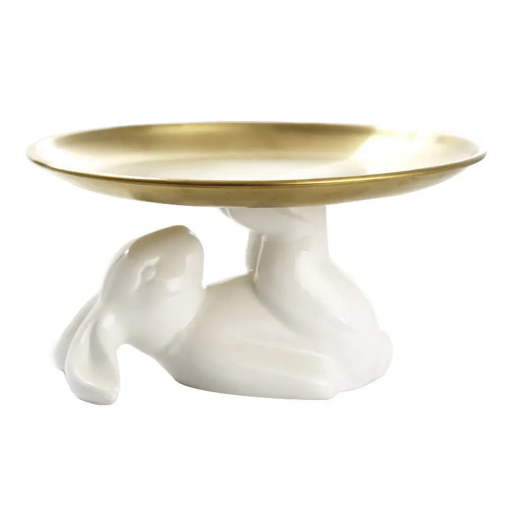 Rabbit Shape Stainless Steel Jewelry Tray Durable Ring Holder Decorative Display Tray for Small Item Storage Storage Plate