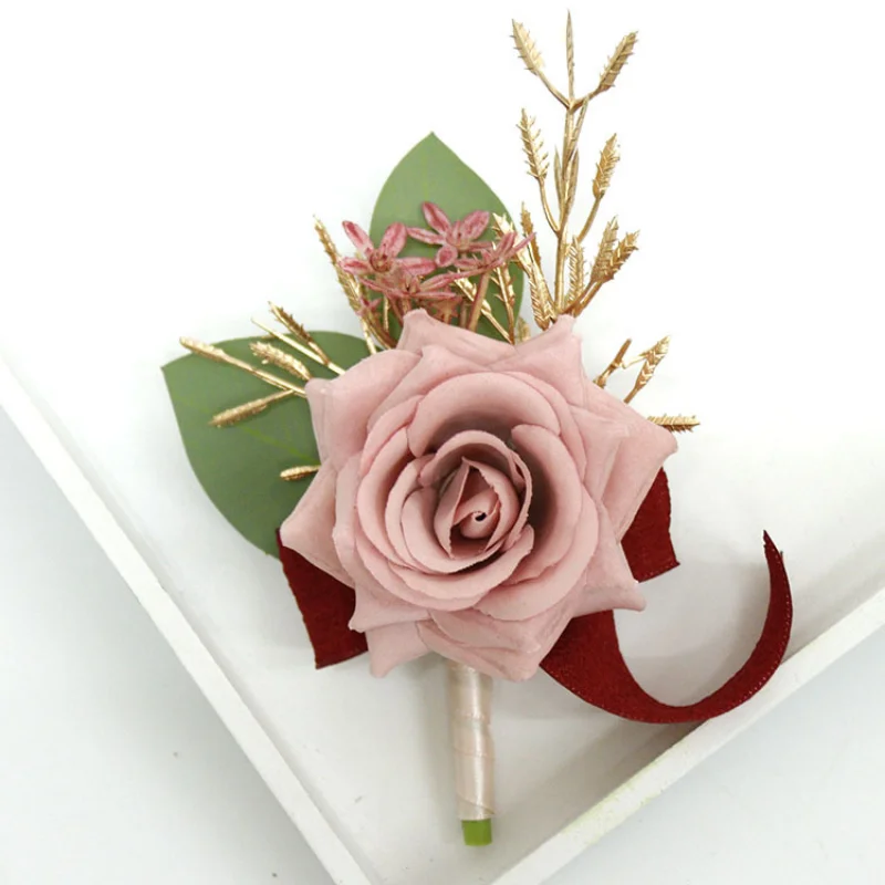 Nieuwe Rose Kunstmatige Bloemen Accesorios Para Boda Bruidsmeisje Wedding Boutonnières Huwelijk Bruidsjonkers Accessoires