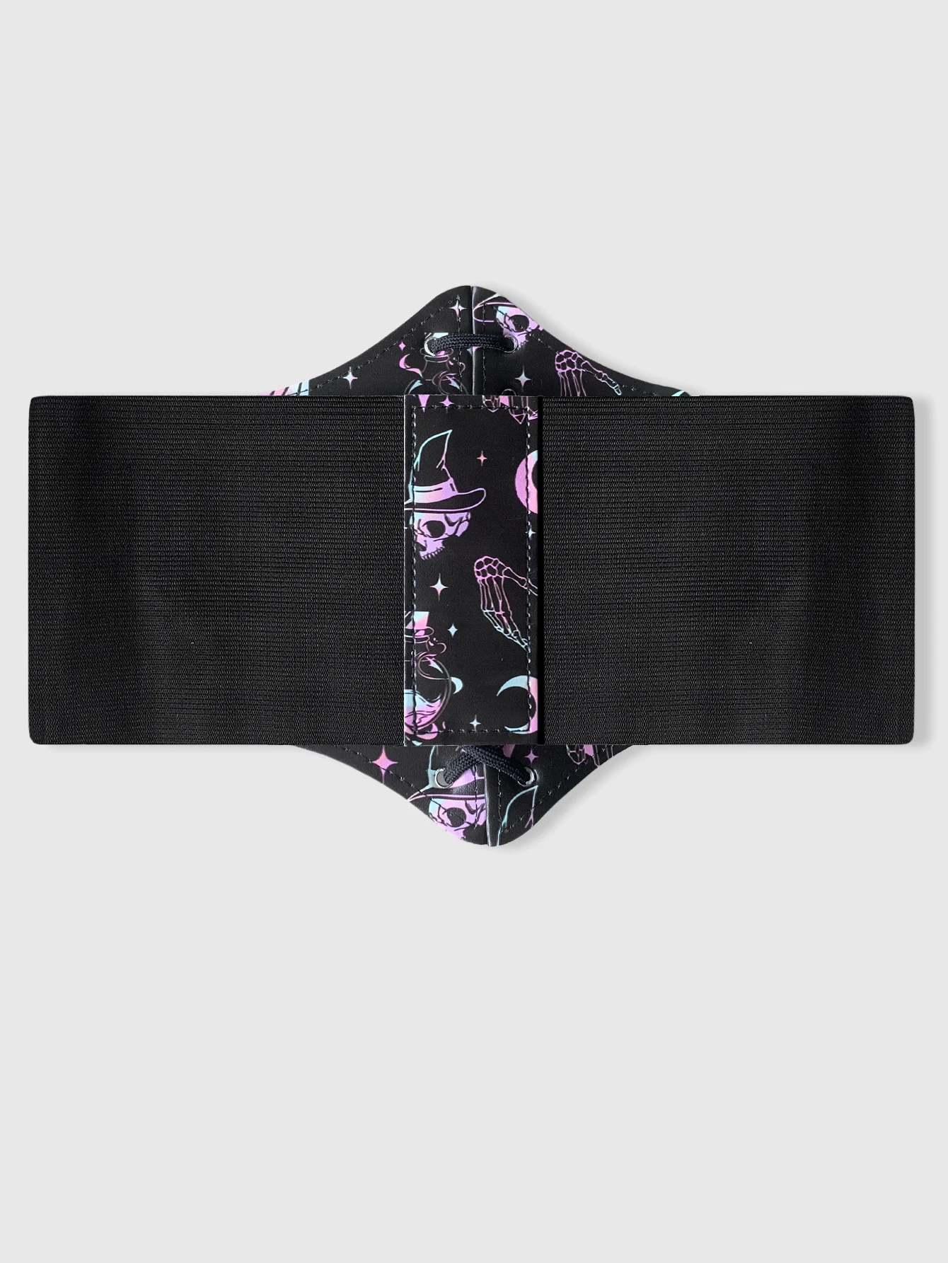 เข็มขัดหกเหลี่ยมพิมพ์ลายผีหลากสีสันสำหรับผู้หญิง HERSHINE 1 ชิ้น สไตล์โกธิค Y2K เหมาะสำหรับชุดเดรสและเครื่องประดับฮาโลวีน