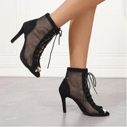 2026 Sommer Neue Pumps Damen High-Top Tanzschuhe Ballsaal Salsa Tango Sandalen Mädchen Mode Party Mesh Cutout High Heel Sandalias – Detail 5