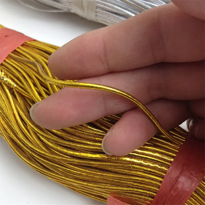 1mm 10 Meter Round Gold Silver Rubber Band Elastic Rope Cord Tape for Tag Sewing Braid Stretch String Wire Accessories Diy