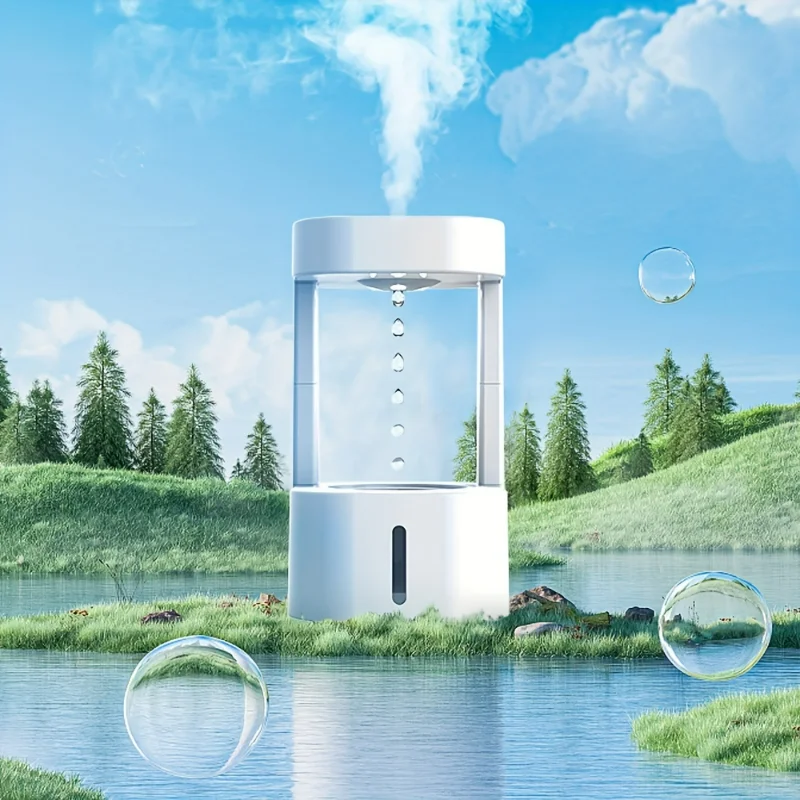 1 PC, 580ml มินิน่ารักปิดอัตโนมัติ Anti-GRAVITY หยดน้ํา Atomizing Cool Mist Humidifier-Quiet,สีสัน,ระเหย Hu