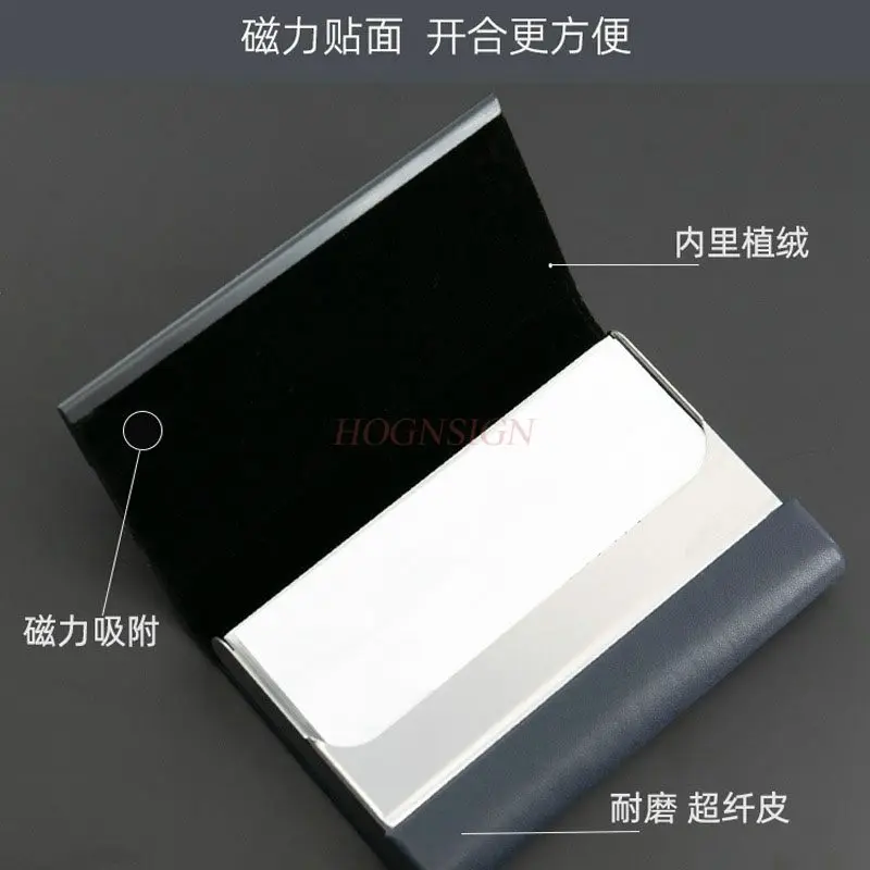 1pcs Business card box made of small cowhide, large capacity business card holder for storage, portable and easy to carry