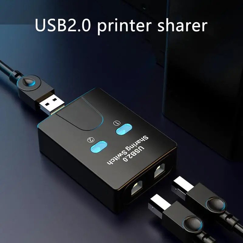 2 Port USB Switch Manual USB HUB Two Computers Share U Disk Printer Devices Two In One Out USB 2.0 Sharer With Cable