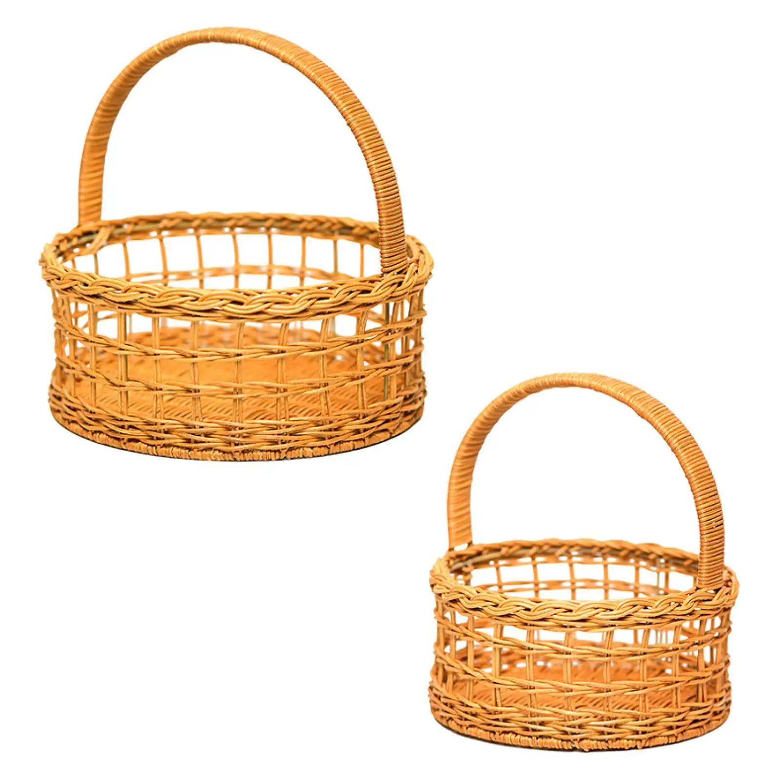Cestino intrecciato a mano rustico multifunzionale con manico Decorazione domestica Decorazione di nozze per campagna picnic in fattoria all'aperto