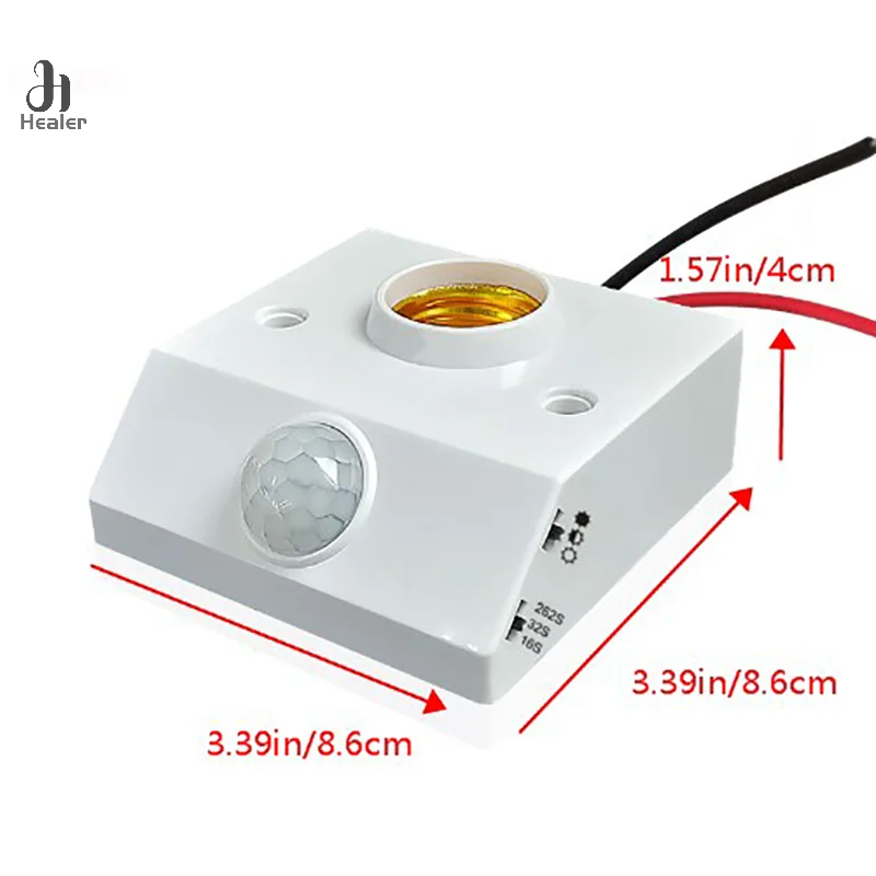 Interruptor do sensor de movimento PIR para iluminação doméstica, sensor do corpo humano, suporte da lâmpada, iluminação, corredor, escadas, sala, 220V, 110V, LED, E27