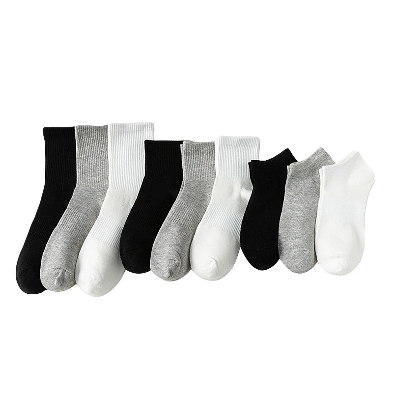 1 par de calcetines transpirables informales de Color sólido blanco/negro/gris para mujeres/hombres calcetines deportivos hasta el tobillo para