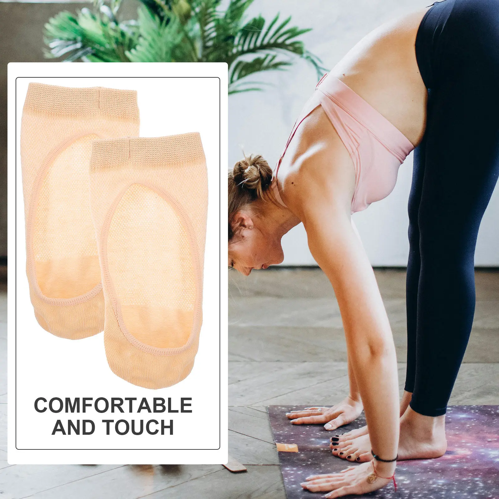 

1Pair Yoga Socks Summer Shallow Mouth Two-Toed Open-Back Open-Toe Breathable Non-Skid Female Fashion Thin Comfortable Socks