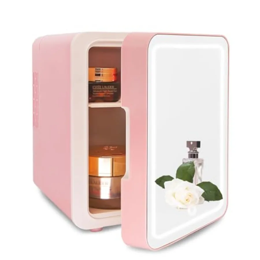 

Mini Skincare Fridge for bedroom car office outdoor use ABS plastic pink 4L capacity with cooler warmer function AC/DC powered
