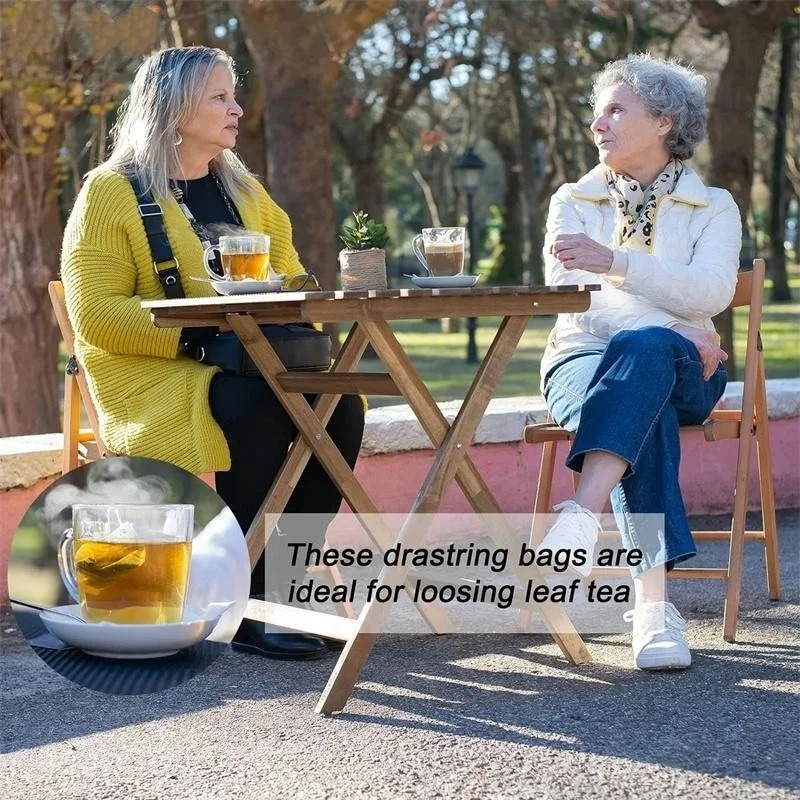 100 قطعة أكياس الشاي القابل للتصرف ، أكياس الشاي تصفية الرباط أكياس تصفية الشاي القابل للتصرف ، أكياس الشاي الرباط المستديرة أكياس ورق فلتر الشاي #3