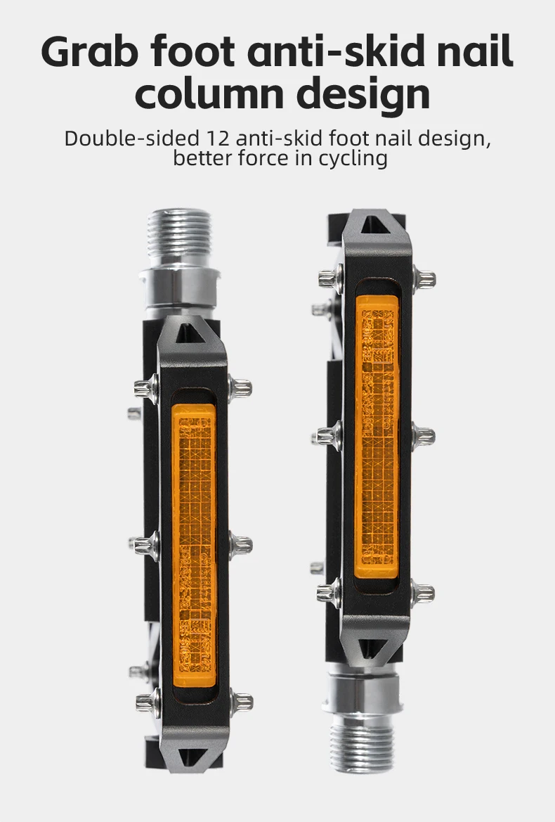ROCKBROS Fahrradpedale, sparen Kraft, Aluminiumlegierung, rutschfest, MTB, Rennrad, Mountainbike, reflektierend, mit Kugellager, Fahrradzubehör – Detail 10