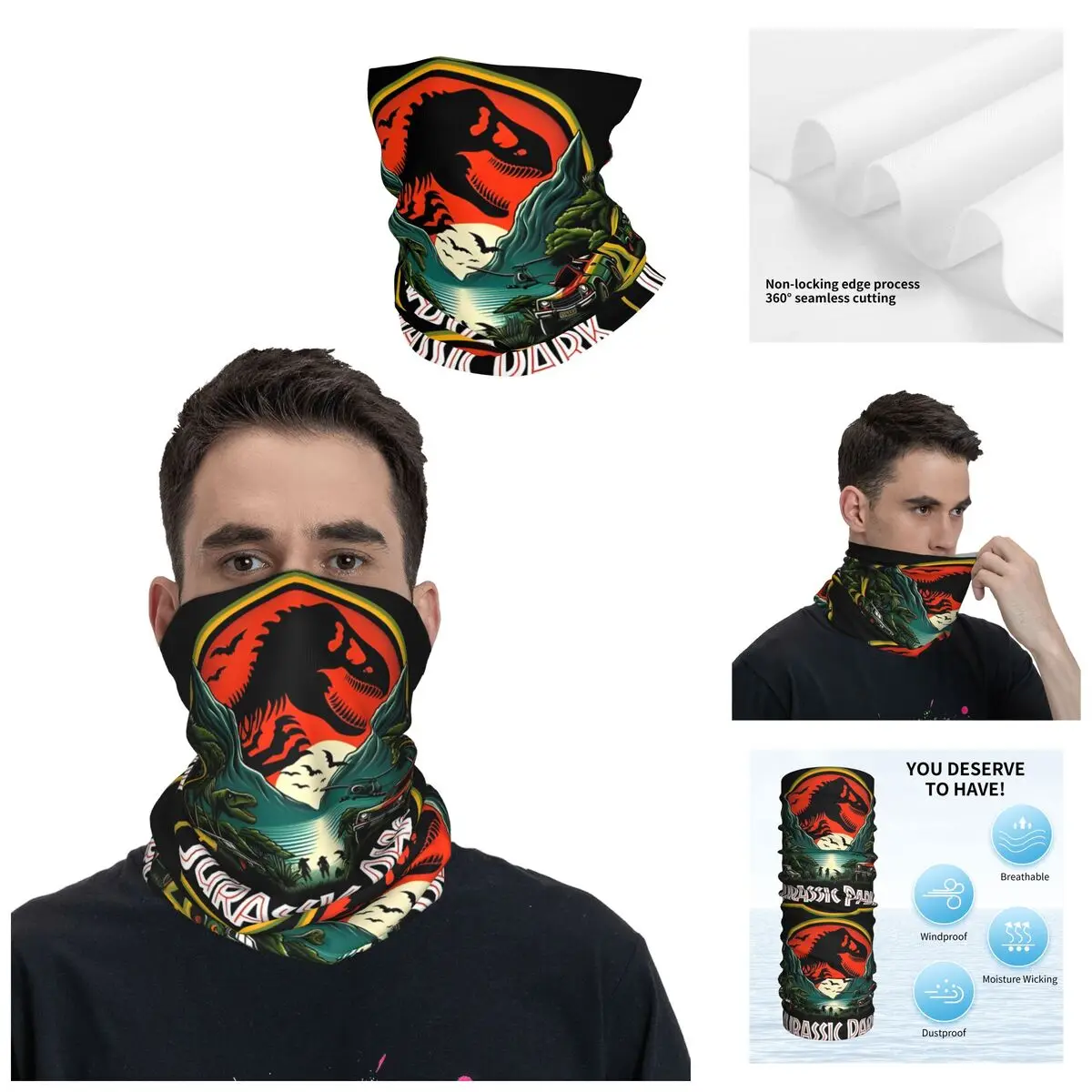 Epische Bandana Hals Gamasche Motorrad Club Jurassic Park Gesicht Schal läuft Unisex Erwachsenen wasch bar