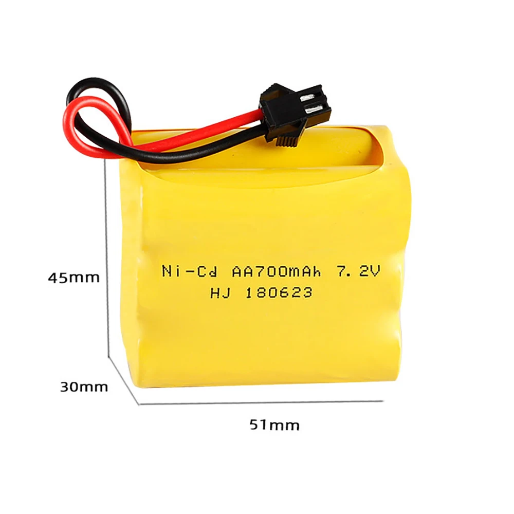 Batería recargable ni-cd de 7,2 v, 700mah, cargador para juguetes RC, tanques de coches, trenes, Robot, pistola de barco, AA, 7,2 v, 1 lote