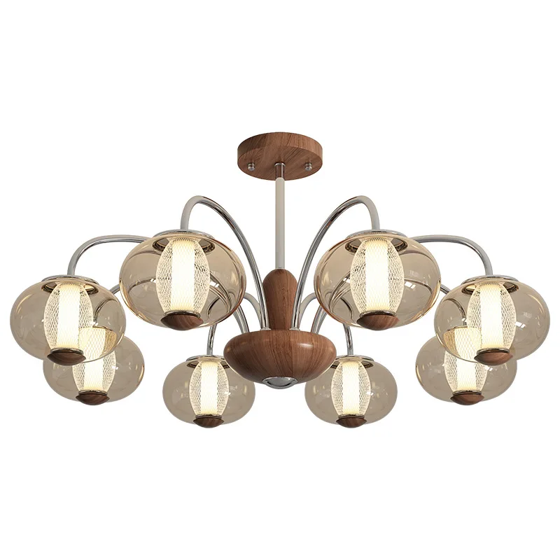 

French medieval living room chandelier, dining room walnut color study light