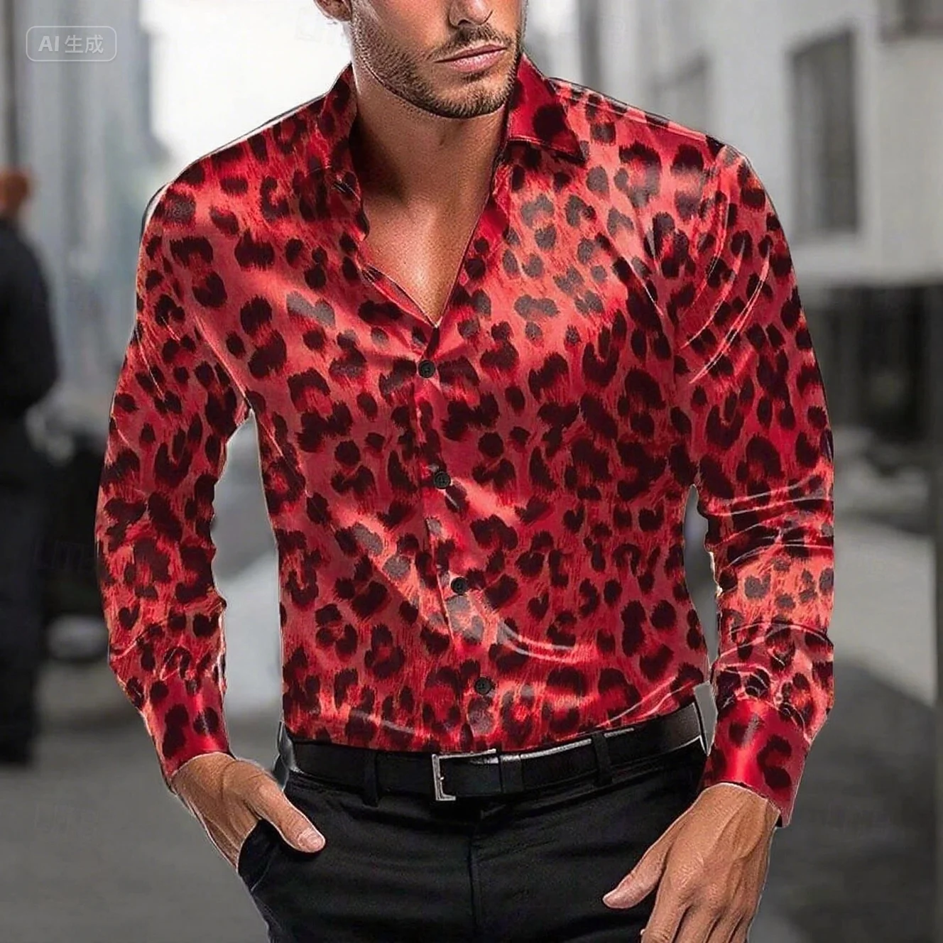 Casual  Leopard Print Men's Shirt 12 Colors Button Shirt Long Sleeve Fashion Casual Party Leisure Spring Autumn Lapel Tops
