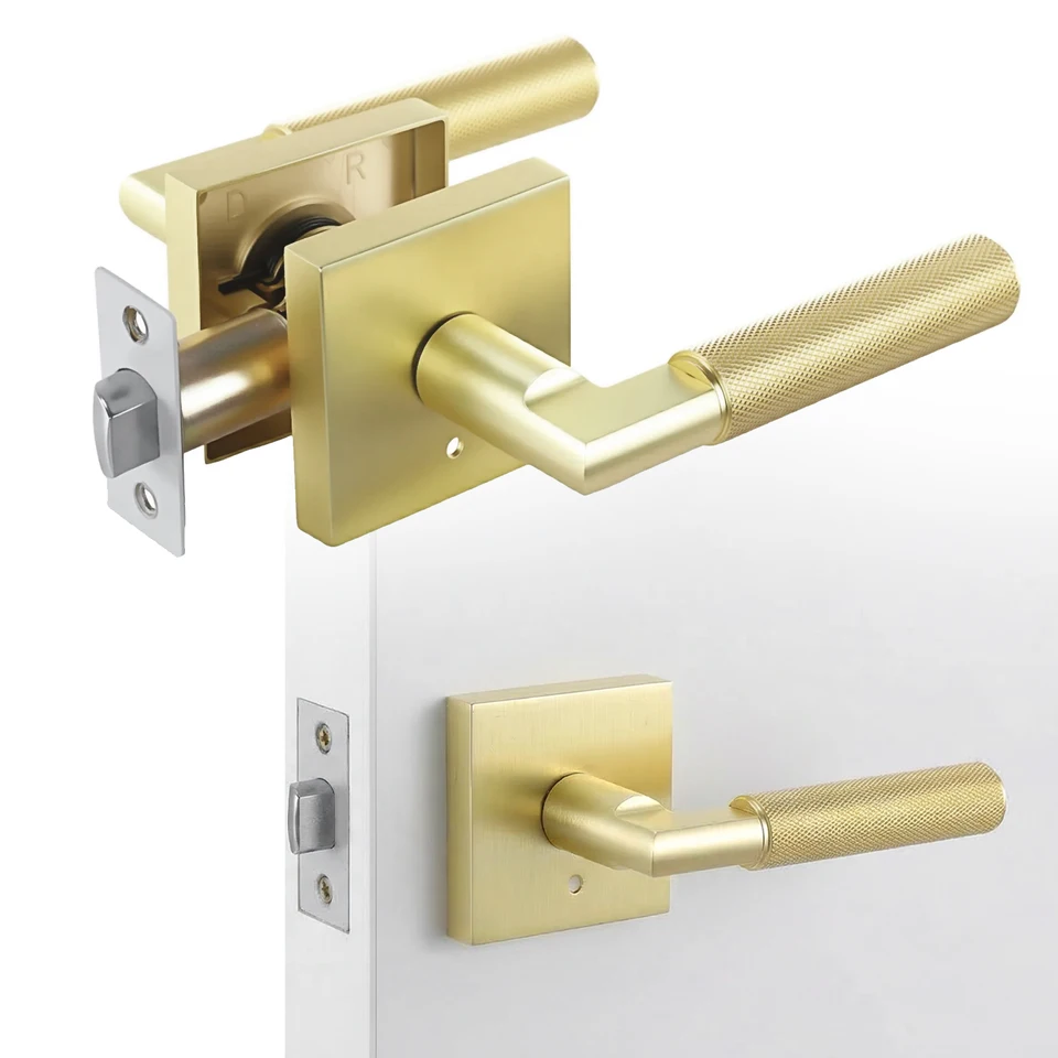 Matt Gold Reversible Keyless Doorknob Levers
